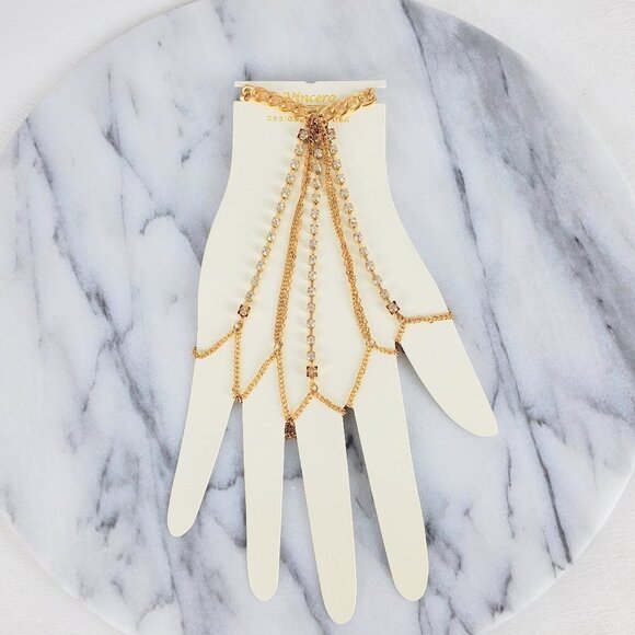 Festival Gypsy Hand Chain Crystal Bracelet‎ - Picture 1 of 6